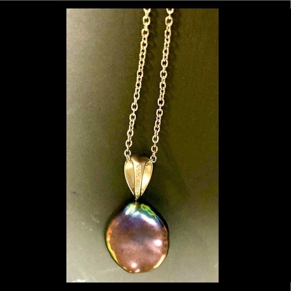 Honora blue/gray Pearl Pendant Necklace Sterling Silver 925 - Picture 3 of 6